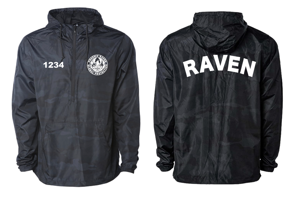Quarter zip windbreaker (white on black camo) – SF Meme Guy