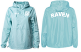 Quarter zip windbreaker (white on aqua)