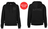 Lightweight black RAVEN Hoodie w/black reflective logo